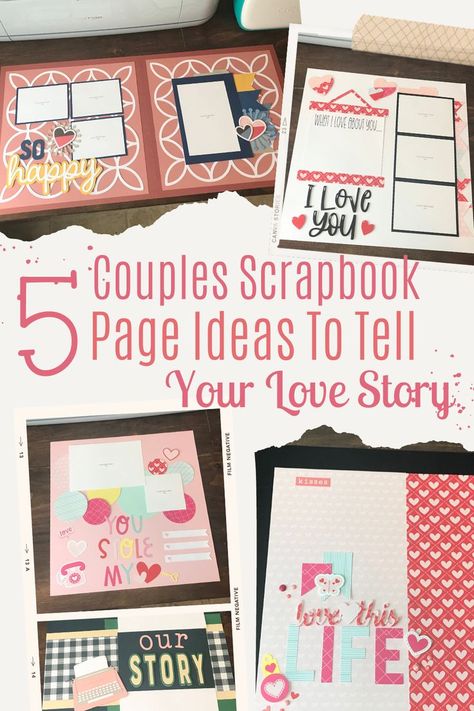 Show your love story and memories with a one of a kind romantic scrapbook. Use these couples scrapbook page ideas to be inspired to tell your love story. Couples scrapbook | Couples scrapbook page ideas | couples scrapbook page ideas photo layouts | Cute Couples scrapbook page ideas | couple scrapbook ideas layout | couples scrapbook pages layout | Couples scrapbook pages layout | couples scrapbook diy Scrapbook For Husband Ideas, Diy Anniversary Scrapbook, Scrapbook Engagement Layouts, Scrapbook Ideas For Couples Layout, Couples Scrapbook Pages, Engagement Scrapbook Ideas, Diy Scrapbook Ideas Creativity, Couple Scrapbook Ideas, Romantic Scrapbook Ideas