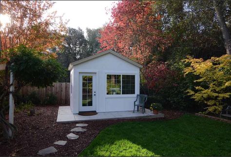 Backyard Office Shed, Office Shed, Tuff Shed, Shed Office, Tiny House Blog, Tiny Office, Studio Shed, Backyard Studio, House Shed