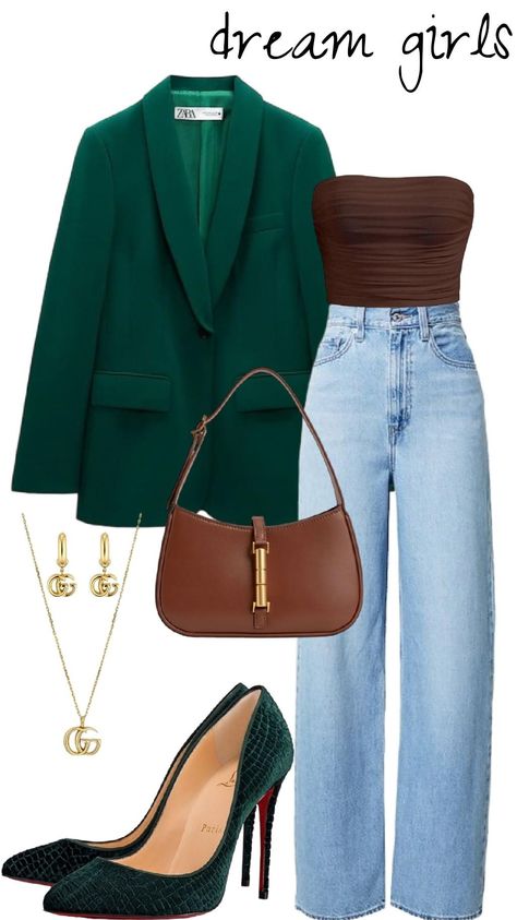 Campaign Outfits Women, Green High Heels Outfit, Outfit Elegant, Looks Jeans, Design Moda, Stylish Work Attire, Business Casual Outfits For Work, Everyday Fashion Outfits, Elegante Casual