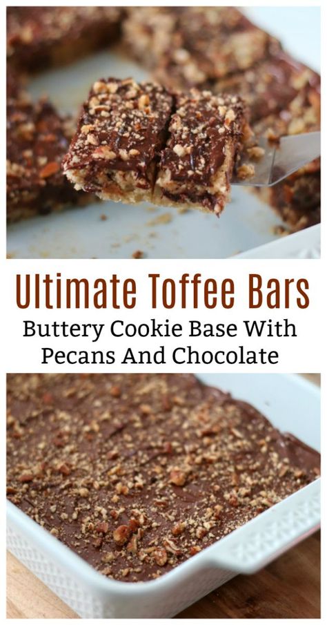 Pecan Toffee Bars, Candy Clusters, Toffee Bars Recipe, Pecan Toffee, Holiday Cheesecake, Cake Mix Cookie Bars, Easy Bar Recipes, Brownies Recipes, Baking Treats