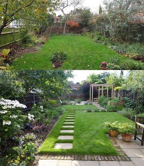 Backyard Landscaping For Kids, Backyard Landscaping Ideas Layout, Small Backyard Garden Design, Small City Garden, Large Backyard Landscaping, Narrow Garden, Manor Garden, Small Backyard Landscaping Ideas, Courtyard Gardens Design