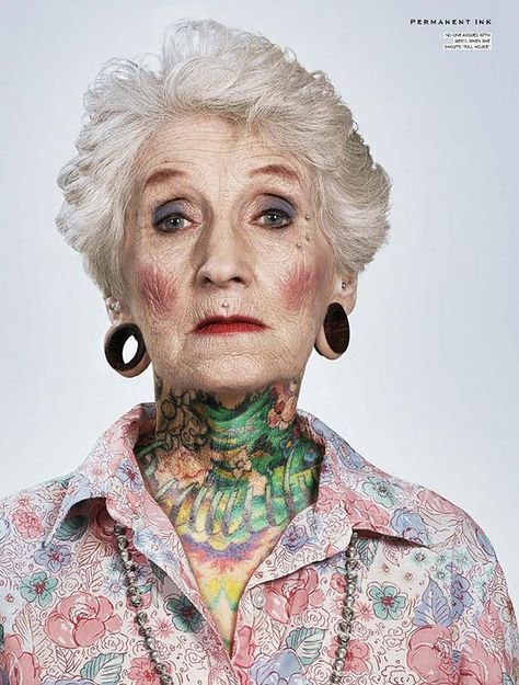 24 Tattooed Seniors Answer The Question: "What Will It Look Like In 40 Years?" Woman With Tattoos, Bone Tattoos, Slim Fast, Usain Bolt, Old Tattoos, Michael Phelps, Collar Bone Tattoo, Stretched Ears, Old Woman