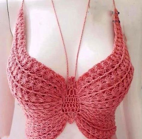 Crochet Lingerie Pattern Free, Crochet Lingerie, Crochet Bra, Crochet Crop Top Pattern, Mode Crochet, Crochet Ladies Tops, Crochet Tops Free Patterns, Crochet Fashion Patterns, Chunky Crochet