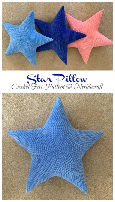 Star Pillow Crochet Free Patterns -Fun #Crochet Kids #Pillows Free Patterns Crochet Back Pillow Pattern, Star Cushion Crochet Pattern, Crochet Fun Pillow Pattern Free, Crochet Star Cushion, Knitted Pillow Patterns, Crochet Star Pillow Pattern, Crochet Patterns Pillows, Star Pillow Crochet Pattern Free, Crochet Star Pillow Free Pattern