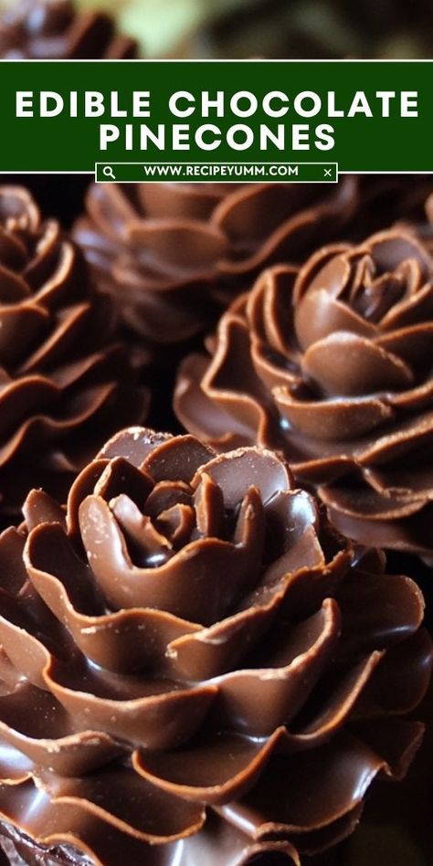 These edible chocolate pinecones are a blend of creativity and deliciousness. Great for cozy evenings or as part of your Christmas spread! How To Make Edible Pine Cones, Edible Chocolate Pinecones, Chocolate Pinecones Recipes, Edible Pinecones, Chocolate Pinecones, Festive Snacks, Christmas Spread, Rich Cake, Dessert Spread