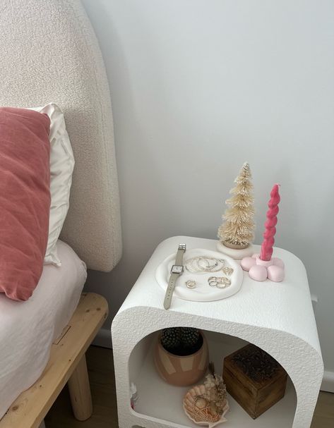 #bedsidetableideas #bedside #homedecorideas #bedroomdecorideas #bedroom #boucle #arch #kmart Arched Bedside Table, Bedside Table, Room Inspo, Arch, Juice, Bedroom Decor, Bedroom, Quick Saves, Home Decor