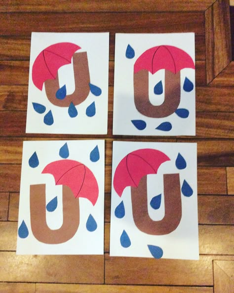 Letter U Umbrella Craft Preschool, U For Umbrella Craft Preschool, Letter U Umbrella Craft, Letter U Projects For Preschool, U Is For Umbrella Preschool, Letter U Craft Preschool, U Art For Preschool, Preschool Letter U Crafts, Letter U Arts And Crafts For Preschool