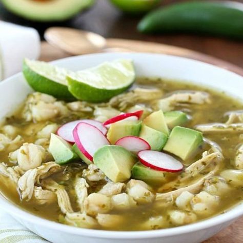 Chicken Posole Verde Recipe - Yummy Healthy Easy Green Pozole Recipe, Chicken Posole Verde, Authentic Pozole, Posole Verde Recipe, Pozole Verde Recipe, Chicken Posole, Green Pozole, Chicken Pozole, Posole Recipe