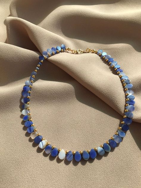 Diy Stone Necklace, Drop Beads Necklace, Natural Stone Necklace Gemstone, Beaded Agate Necklace, خواتم خطوبة, Beads Design, Choker Gold, Natural Stone Necklace, Stone Choker