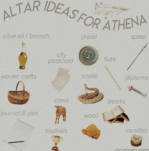 Alter To Athena, Offerings To Athena, Hellenic Altar Ideas, Athena Altar Offerings, Athena Deity Work, Altar For Athena, Athena Correspondences, Worshipping Athena, Athena Alter Ideas