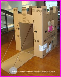 #3 – Royal Recreation This is a fun activity if you happen to have a large box lying around the house, if not you could always try your local grocery store. Create a royal fortress for your prince and princesses! With some ribbon and scissors, you’ll be creating a fancy fortress of your ownContinue Reading... Cardboard Box Castle, Carton Diy, Cardboard Castle, Cardboard Box Crafts, Seni Origami, Diy Cardboard, Dramatic Play, Cardboard Crafts, Toddler Preschool