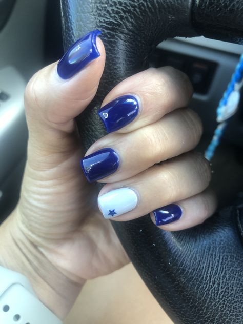 Dallas Cowboy Nails Acrylics, Dallas Cowboys Nails Designs Blue, Dallas Cowboys Nails Designs Football, Cowboys Nails Design, Dallas Cowboys Nails Acrylics, Dallas Nails, Dallas Cowboy Nails, Revel Dip Nails, Dallas Cowboys Nail Designs