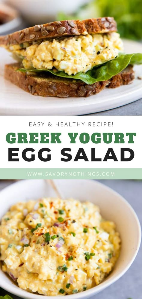 Egg And Yogurt Recipes, Greek Yogurt Sandwich, What To Eat With Greek Yogurt, Greek Yogurt Lunch Ideas, Eggs And Greek Yogurt, What To Make With Greek Yogurt, Greek Yogurt Recipes Dinner, Greek Yogurt Eggs Breakfast, Egg Salad Greek Yogurt