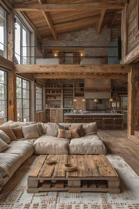 Small Attic Room Ideas, Small Attic Room, Modern Country Living, Barndominium Interior, Rustic Living Room Furniture, Modern Rustic Living Room, Small Attic, Interior Design Per La Casa, Barn Style House