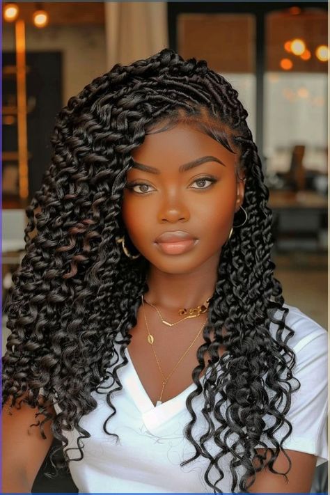 Curly Braid Styles For Black Women, Crochet Protective Styles, Knotless Crochet Braids, Crochet Braid Hairstyles, Jumbo Twists, Braided Hairstyles For Black Women Cornrows, Inspiration Pics, Curly Crochet Hair Styles, Faux Locs Hairstyles