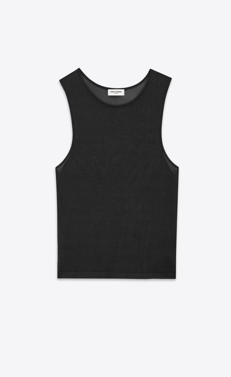 Crop tank top in knit | Saint Laurent | YSL.com Ysl Top, Black Cropped Tank, Black Crop Top Tank, Black Crop, Airport Style, Crop Tank, Cropped Tank Top, Online Store, Saint Laurent