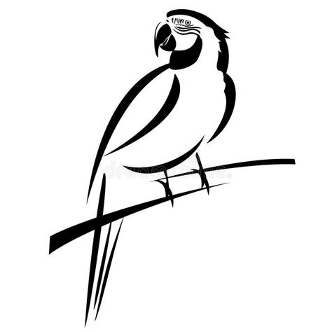 Macaw Tattoo, Branch Illustration, Htv Ideas, Parrot Art, One Line Tattoo, Art Vector Illustration, Parrot Perch, Parrots Art, Line Art Vector