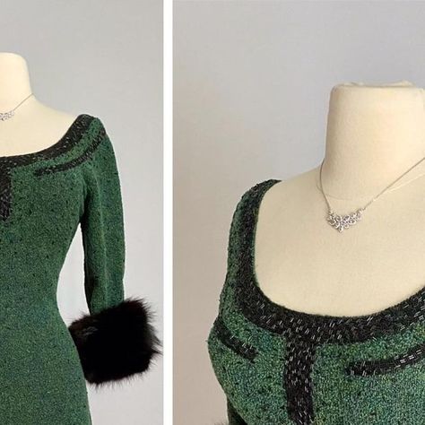 Miss V on Instagram: "( Sold ) 🖤💚 Art Deco Exquisite 💥🔥Gene Shelly’s designer Vintage late 1950’s -1960’s Hand beaded, , Evening dress . ✨⚡️( B34”-40”, W26”-32”, H36”-42”✨⚡️This is a very high-end piece of vintage evening wear. 🔥🔥

.
.
.  #50s #1950s #50sdress #1950sdress #vintagefashion #vintage #vintageforsale #truevintage #midcentury #midcenturyfashion #vlv #artdeco #vintagebridal #vintagestyle #glam #geneshelly #oldhollywood #glamour #fashion #50sfashion #oldhollywoodglamour #moviestar #femmefatale #1950sfashion #geneshelly #fashionista #showgirl #vintagewedding #geneshellydress #handmade #handbeaded" Miss V, 1950’s Fashion, Mid Century Fashion, 50s Dresses, Old Hollywood Glamour, Designer Vintage, 1950s Dress, Vintage Bridal, Dress Hats