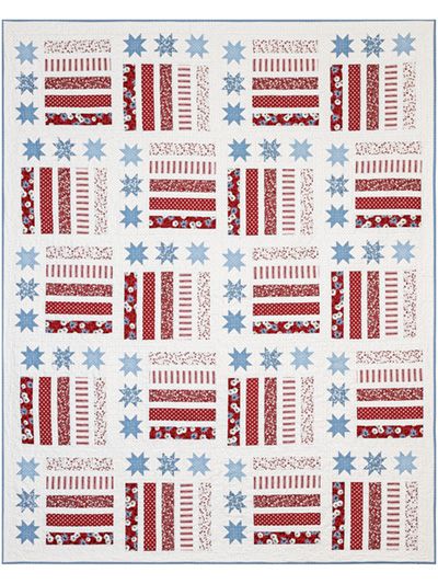 Flag Day Quilt Pattern Flag Quilt Pattern, Usa Quilt, Half Square Triangle Quilts Pattern, Paper Crafts Magazine, Flag Quilt, Jelly Roll Quilt Patterns, Red And White Quilts, Needlework Shops, Sewing Machine Basics