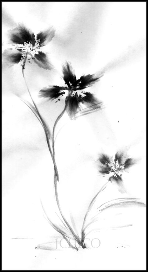 Flower Charcoal Drawing, Smudging Drawing, Smudge Tattoo, Charcoal Flower Drawing, Smudge Drawing, Simple Charcoal Drawing, Flower Ink Drawing, Monochromatic Watercolor, Easy Things To Draw