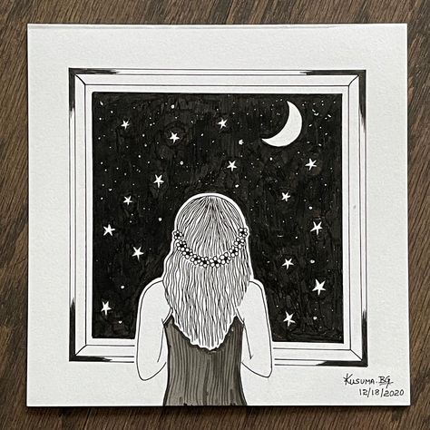 Anarghya on Instagram: “Sky gazing! 🌌 I can spend hours watching sky 😍 🎨AA66👩‍🎨 #skygazing #stargazing #favoritethings #art #artwork #blackandwhite #love…” Stargazing Sketch, Stargazing Art, Stargazing Drawing, Folder Ideas, Sky Gazing, Shading Drawing, Doodles Drawings, Star Gazing, Art Folder