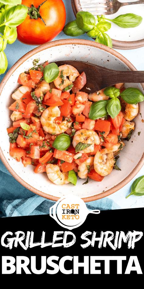 Shrimp Bruschetta Recipe, Bruschetta Shrimp, Shrimp Bruschetta, Italian Bruschetta, Italian Appetizer, Keto Shrimp Recipes, Keto Seafood, Low Carb Pork, Lo Carb Recipes