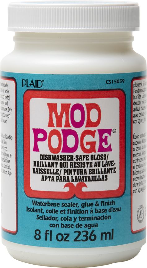 Mod Podge Dishwasher Safe Gloss Sealer, Glue and Finish, Clear, 8 fl oz - Walmart.com Decoupage Furniture Vintage, Decoupage With Napkins, Wax Paper Transfers, Apartment Upgrades, Dishwasher Safe Mod Podge, Sharpie Mugs, Photo Lessons, Mod Podge Crafts, Decoupage Glue