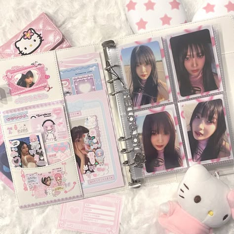 Kpop Binder Aesthetic, Photocard Binder Aesthetic, Photocard Binder Cover, Kpop Binder Deco, Macaron Binder, Photo Card Binder, Binder Inspiration, Binder Decoration, Binder Deco