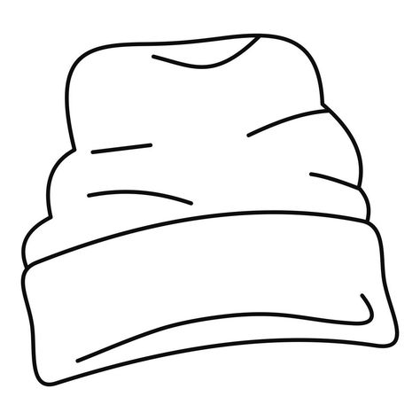 Beanie hat icon, outline style Beanie Hat Drawing, Beanie Sketch, Beanie Tattoo, Beanie Drawing, Procreate Designs, Fat Guy Fashion, Beanie With Ears, Clothing Reference, Hat Clips