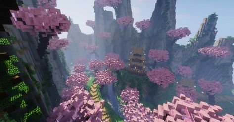 Minecraft Spawn, Minecraft Seed, Minecraft Map, Minecraft Inspo, Gaming Stuff, Minecraft Ideas, Cherry Tree, Minecraft Houses, Concept Architecture