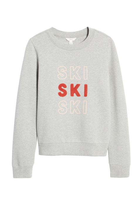 SKI BUNNY Ski Graphic, Ski Sweatshirt, Red Pink Color, Ski Bunnies, Outfit Layout, Ski Sweater, Vintage Ski, Heather Gray, Clothing Items