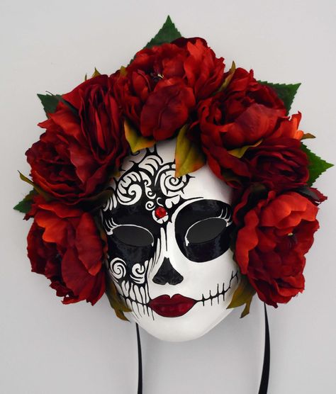 Catrina Mask, Day Of The Dead Masks, Ks3 Art, Day Of The Dead Mask, Festival Headpiece, Day Of The Dead Art, Mask Painting, Sugar Skull Makeup, Candy Skulls