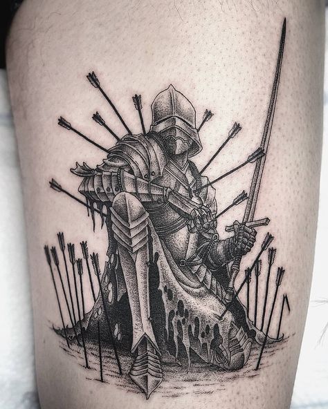 Gothic Knight, Gothic Armor, Brooklyn Art, Medieval Tattoo, Knight Tattoo, Tattoo Outline Drawing, Fantasy Tattoos, Doodle Tattoo, Tatuaje A Color