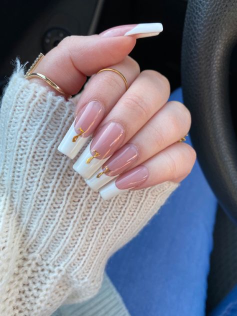 111 Angel Number Nails, Deep French Tip Nails Square, Numbers On Nails, Nails 777, 777 Nails, Deep French Tip Nails, 777 Number, Angel Number Nails, Deep French Nails