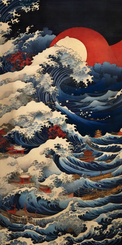 Katsushika Hokusais Japanese depiction of a very turbu 0 Hokusai Wallpaper, Katsushika Hokusai Art, Mood Broad, Japanese Legends, Japanese Illustration, Katsushika Hokusai, Cool Inventions, Beautiful Art, Wallpapers