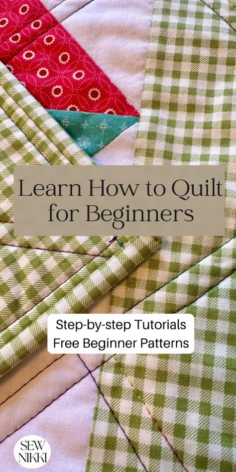 Your one stop shop for beginner quilters. Easy to follow tutorials on where to start, what to sew first, how to sew squares together, how to make your first quilt, how to make a quilt sandwich, how to machine quilt, how to trim your quilt and how to bind it. Plus tons of free beginner quilt patterns and quilt projects. #quilting #learntoquilt Beginner Quilting Tips, Quilt As You Go Tutorial Easy Videos, Easy First Quilt, Easy Beginner Quilt Patterns, How To Quilt For Beginners, How To Make A Quilt, Hand Quilting For Beginners, Beginner Hand Quilting, Quilting Tutorials For Beginners