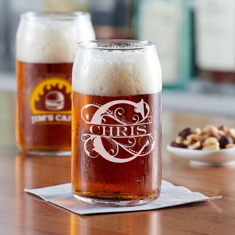 Custom Beer Can Glass - Personalized Laser Engraved Beer Glass. Groom Gift, Groomsman Gift, Graduation, 21st Birthday #BridalPartyGift #GroomsmanGift #GroomGift #GraduationGift #EngravedBeerGift #BridalGiftsForDad #BestManGift #VarsityLetter #GradGift #BeerCanGlass Custom Beer Glasses, Birthday Gifts For Men, Verre Design, Personalized Beer, Beer Custom, Groomsman Gift, Glass Beer, Groomsmen Gifts, Gift Graduation