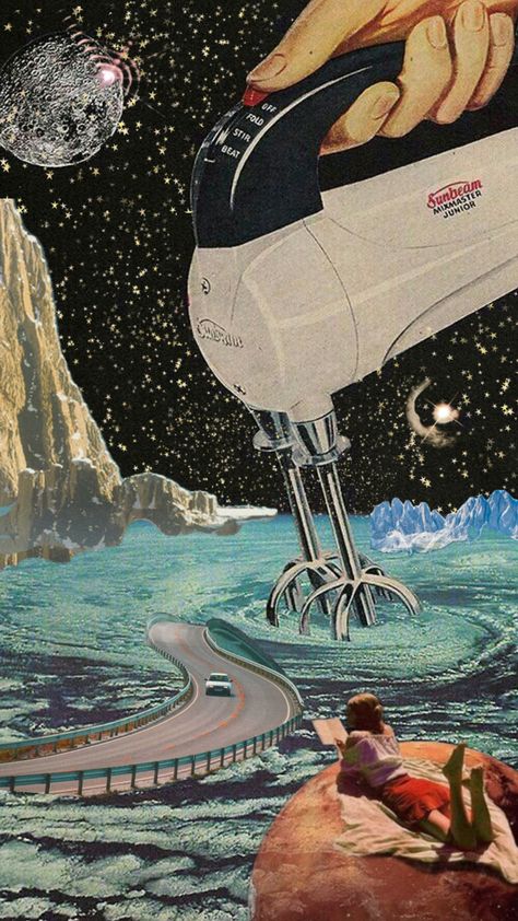 #art #retrosurrealism #space #retro Trippy Photos, Vintage Futurism, Dream Painting, Collage Art Projects, Psy Art, Futurism, Retro Futurism, Room Posters, Space Art