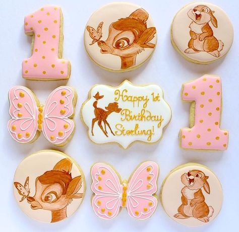 Pea Cookies, Bambi Party, Bambi Birthday, Bambi Baby, 1st Birthday Girl Decorations, 1st Birthday Party For Girls, Baby Birthday Themes