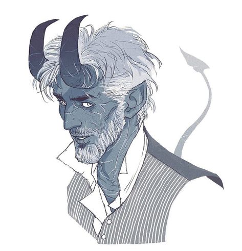 First Male black Old Tiefling Male, Cleric Warlock, Gray Tiefling, Older Character Design, Grey Tiefling, Inquisitive Rogue, Old Tiefling, Purple Tiefling Male, Blue Tiefling Male