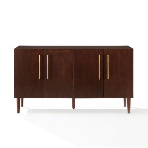 Crosley Everett 58'' Wide Sideboard | Wayfair Modern Wood Sideboard, Large Cabinets, Mahogany Bed, Brown Dining Room, Bar Hardware, Mahogany Sideboard, Dining Room Sideboard, Wide Sideboard, Inside Cabinets