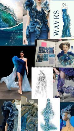 Fashion Design Inspiration Board, Mood Board Fashion Inspiration, Fashion Sketchbook Inspiration, Jae Suk, Fashion Design Books, Fashion Illustration Sketches Dresses, Ocean Fashion, Fashion Design Collection, Fashion Themes