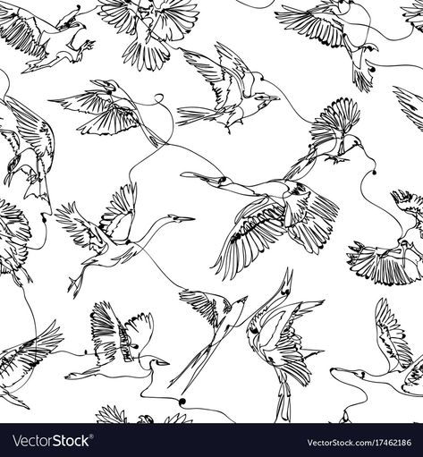 Free Vector Patterns, Birds Drawing, Single Line, Bird Drawings, Seamless Pattern Vector, Freelance Graphic Design, Vector Pattern, Vector Graphics, Seamless Pattern