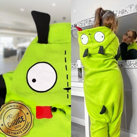 GIR Invader Zim Pajama Kigurumi for Adult Costume and - Etsy Invader Zim Gir Onesie, Gir Invader Zim Onsie, Gir Costume Invader Zim, Invader Zim Jacket, Invader Zim Onesie, Invader Zim Clothes, Gir Invader Zim, Silly Clothes, Blazer For Boys