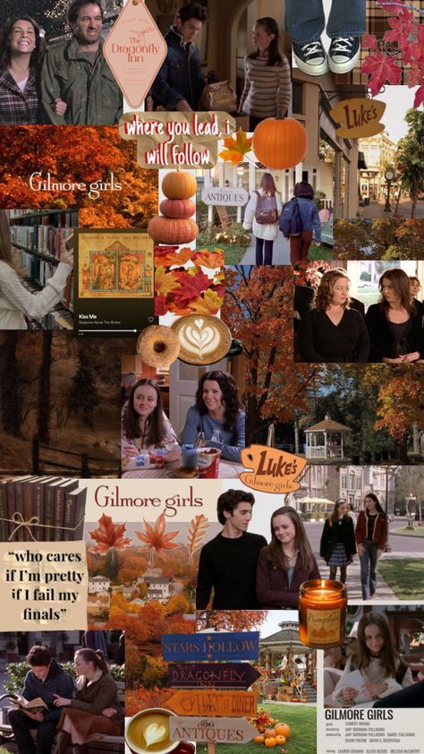 gilmore girls wallpaper ☕️🍁🍂 Gilmore Girls Fall Background, Wallpaper Iphone Gilmore Girls Aesthetic, Rory Gilmore Fall Wallpaper, Fall Background Gilmore, Gilmore Girls Aesthetic Collage, Gilmore Girls Phone Wallpaper, Gilmore Girls Wallpaper Iphone, No Cell Phones Gilmore, Gilmore Girls Fall Wallpaper