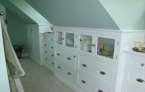 Attic Bedroom Storage, Slanted Walls, Knee Wall, Slanted Ceiling, Attic Design, Attic Bedrooms, Attic Storage, Attic Renovation, Attic Spaces