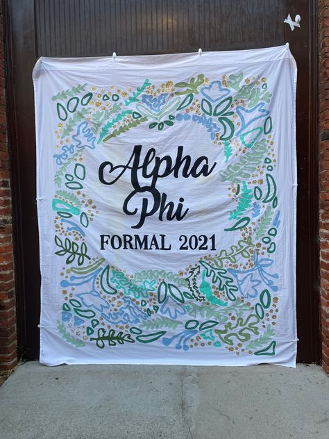 Sorority Formal Banner, Formal Decor, Painted Banners, Banners Ideas, Tri Delt, Sorority Banner, Sorority Formal, Tri Sigma, Sorority Merch