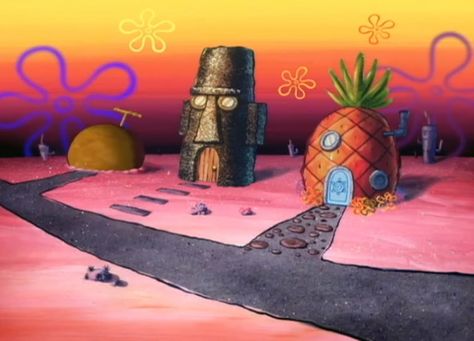 Spongebob Wallpaper Aesthetic Laptop, Spongebob Sunset, Spongebob Scenery, Spongebob Scenes, Spongebob House, Spongebob Background, Spongebob Pics, Spongebob Cartoon, 2000s Cartoons