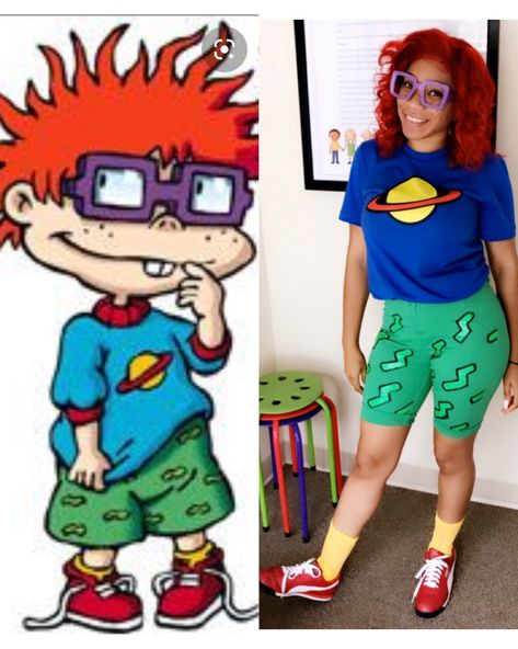 Chuckie Finster Rugrats Costume for female Chuckie Finster Costume Female, Rugrats Costume Ideas, Chuckie Rugrats Costume For Women, Chuckie Rugrats Costume, Chuckie Finster Costume, Nickelodeon Characters Costumes, Chucky Rugrats Costume, Angelica Rugrats Costume, Mojojojo Costume