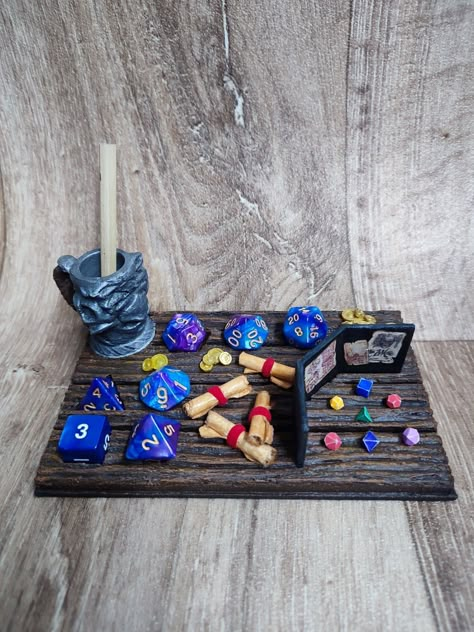 Dnd Dice Holder Clay, Tavern Table, Dnd Table, Dnd Diy, Dice Holder, Dnd Ideas, Dnd Stuff, Awesome Sauce, Polymer Clay Jewelry Diy